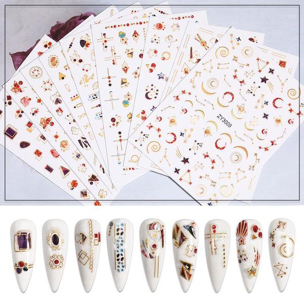 sheet self-adhesive metallic nail stickers , gold silver 3d star moon chain line leaf design fingernail sticker & decals1, Black 
sheet self-adhesive metallic nail stickers , gold silver 3d star moon chain line leaf design fingernail sticker & decals1, Black