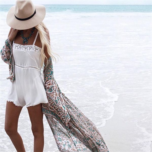 women's swimwear boho printing pareo beach cape women chiffon tunic cardigans plus size robe de plage bathing suit cover ups, White;black
women's swimwear boho printing pareo beach cape women chiffon tunic cardigans plus size robe de plage bathing suit cover ups, White;black