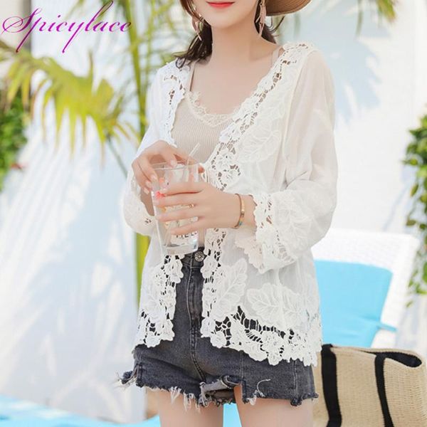 women's blouses & shirts summer floral lace cardigan loose beach outwear cover-up crochet blusas women embroidery hollow out long sleev, White
women's blouses & shirts summer floral lace cardigan loose beach outwear cover-up crochet blusas women embroidery hollow out long sleev, White