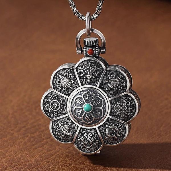 chains lotus auspicious eight treasures six-character mantra gawu box pendant male personality amulet necklace female, Silver
chains lotus auspicious eight treasures six-character mantra gawu box pendant male personality amulet necklace female, Silver