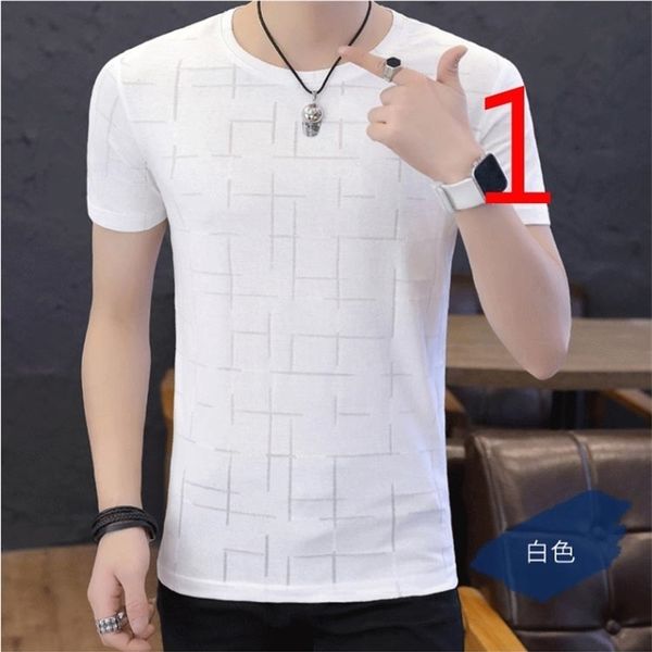 new short-sleeved t-shirt korean men's cotton trend round neck slim half-sleeved shirt handsome gas shirt men's thin 210409, White;black
new short-sleeved t-shirt korean men's cotton trend round neck slim half-sleeved shirt handsome gas shirt men's thin 210409, White;black