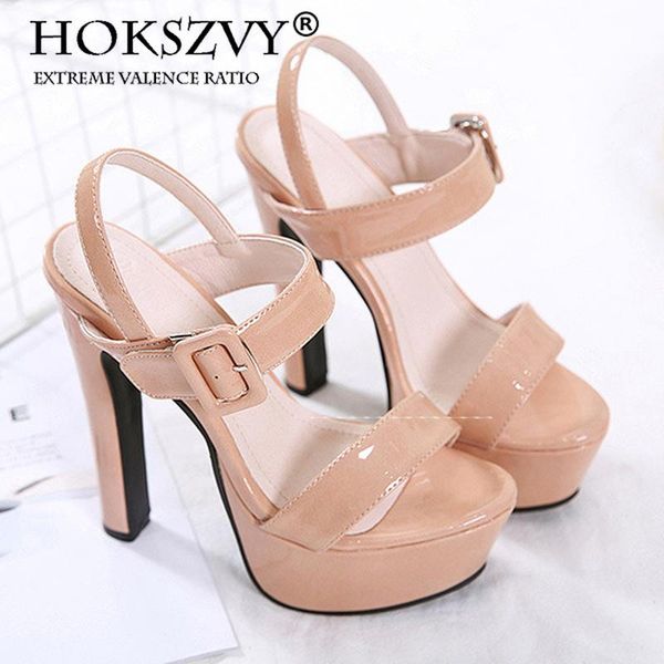 women's shoes thick high heels water platform patent leather one word buckle sandals women fashion cwf, Black
women's shoes thick high heels water platform patent leather one word buckle sandals women fashion cwf, Black