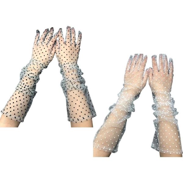 vintage polka dot lace long gloves female semi sheer mesh tulle 38cm solid color bridal wedding sun protection mittens ball m7dd five finger, Blue;gray
vintage polka dot lace long gloves female semi sheer mesh tulle 38cm solid color bridal wedding sun protection mittens ball m7dd five finger, Blue;gray