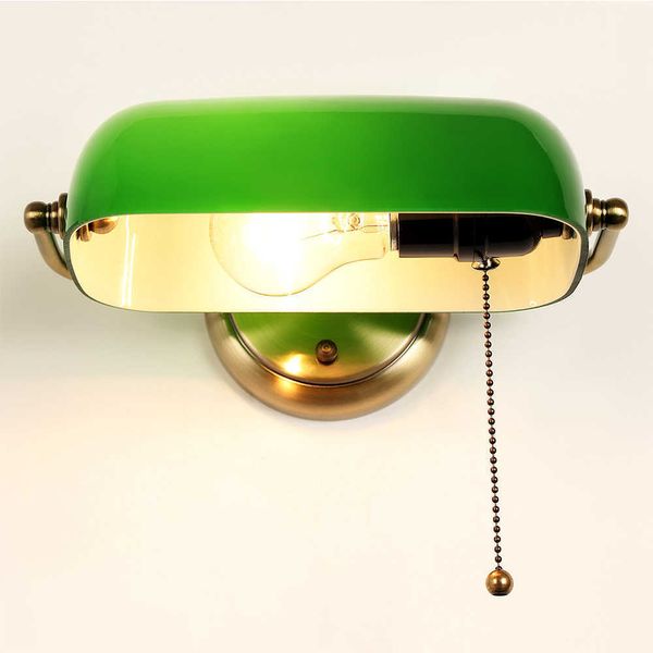 

retro traditional green banker wall lamp classical vintage white wall light led e27 for bedroom living room corridor el store 210724