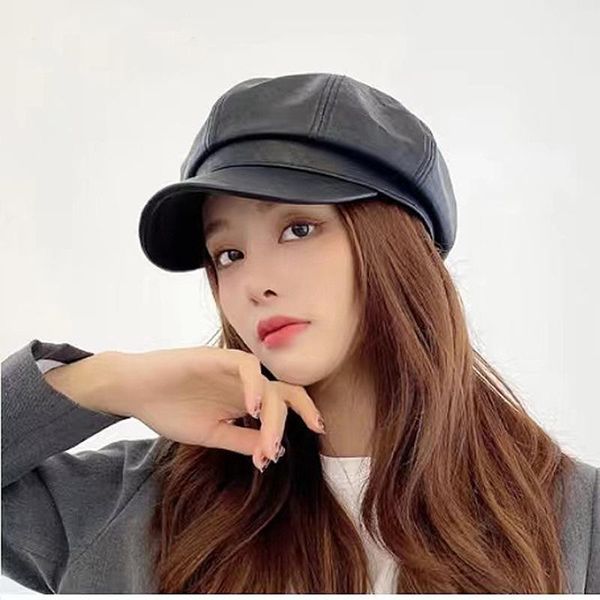 stingy brim hats autumn winter warm octagonal hat for women fashion vintage british painter pu leather solid color dome beret sboy cap l17, Blue;gray
stingy brim hats autumn winter warm octagonal hat for women fashion vintage british painter pu leather solid color dome beret sboy cap l17, Blue;gray
