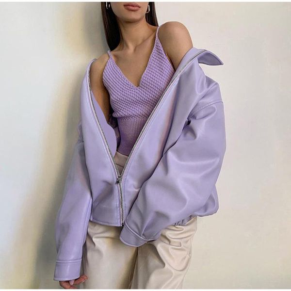 women's leather & faux women pu jackets streetwear turn-down collar long sleeve loose autumn female coat zipper pockets 2021 ladies, Black
women's leather & faux women pu jackets streetwear turn-down collar long sleeve loose autumn female coat zipper pockets 2021 ladies, Black