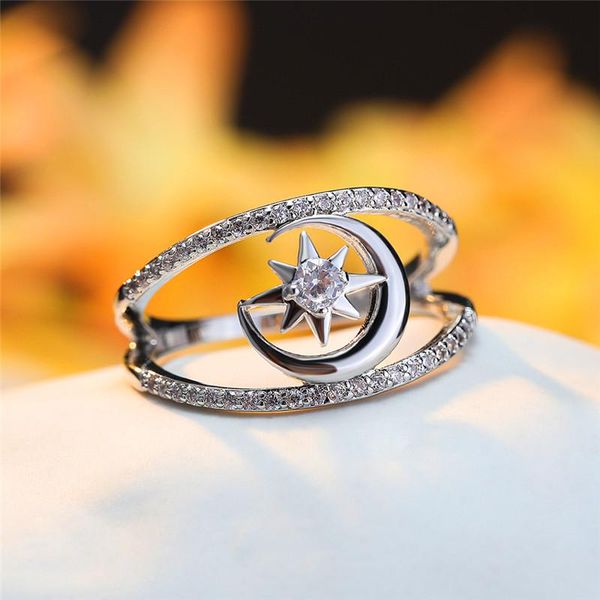 wedding rings minimalist female white crystal stone ring classic silver color thin engagement for women vintage star moon, Slivery;golden
wedding rings minimalist female white crystal stone ring classic silver color thin engagement for women vintage star moon, Slivery;golden