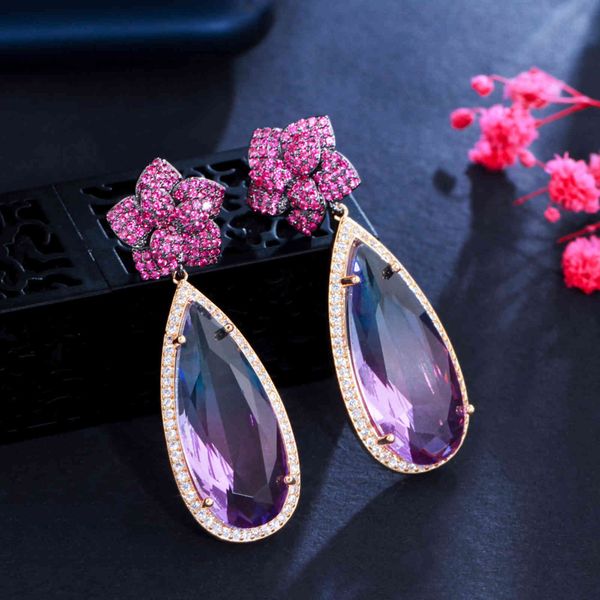 cwwzircons new trendy long big dangle drop red pink cz crystal flower earrings for women luxury statement designer jewelry cz952, Bronze;silver
cwwzircons new trendy long big dangle drop red pink cz crystal flower earrings for women luxury statement designer jewelry cz952, Bronze;silver
