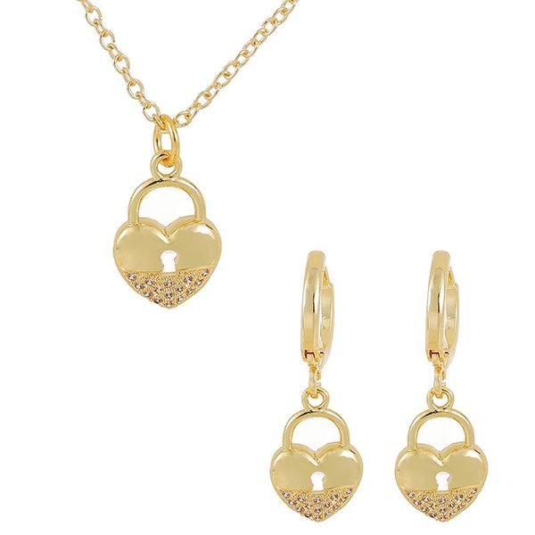 earrings & necklace luxury zircon lock pendant handmade necklaces for women statement gold color earring wedding fashion jewelry set, Silver
earrings & necklace luxury zircon lock pendant handmade necklaces for women statement gold color earring wedding fashion jewelry set, Silver