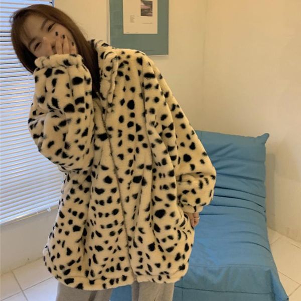 women's fur & faux rimocy beige printed coat women 2021 stretwear stand collar loose plush coats woman winter warm zip up overcoat ladi, Black
women's fur & faux rimocy beige printed coat women 2021 stretwear stand collar loose plush coats woman winter warm zip up overcoat ladi, Black