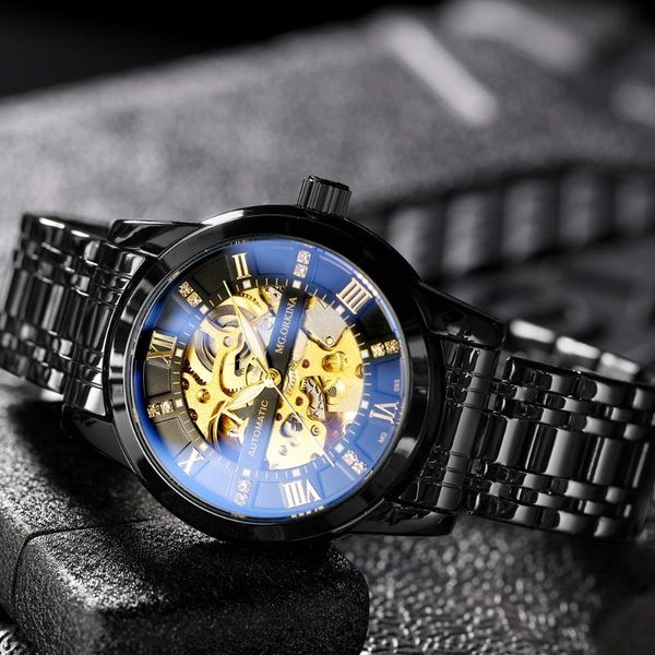 wristwatches fashion hollow skeleton design black stainless steel men watches automatic mechanical luxury famous brand clock, Slivery;brown
wristwatches fashion hollow skeleton design black stainless steel men watches automatic mechanical luxury famous brand clock, Slivery;brown