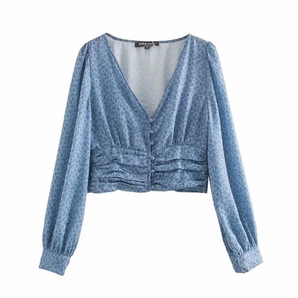 women casual blouses long sleeve v neck short style korean bluse and shirts blue leopard female 210430, White
women casual blouses long sleeve v neck short style korean bluse and shirts blue leopard female 210430, White