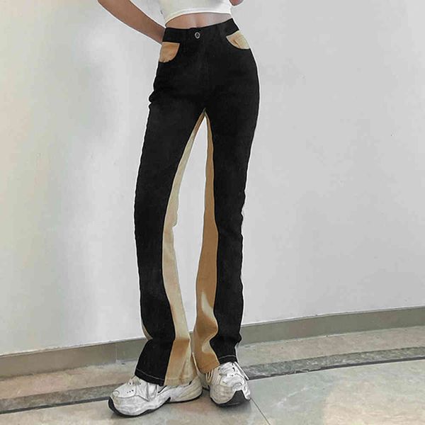 jean patchwork high waist cotton casual jeans women 2021 spring spliced panelled trousers office lady denim flared pants, Blue
jean patchwork high waist cotton casual jeans women 2021 spring spliced panelled trousers office lady denim flared pants, Blue