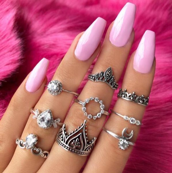 jewelry fashion crown moon ring 9-piece water drop diamond ring set, Golden;silver
jewelry fashion crown moon ring 9-piece water drop diamond ring set, Golden;silver