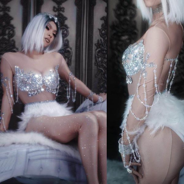 nude crystals bodysuit stretch skinny feather nightclub leotard women silver rhinestone jumpsuit dj singer stage costumes women's jumps, Black;white
nude crystals bodysuit stretch skinny feather nightclub leotard women silver rhinestone jumpsuit dj singer stage costumes women's jumps, Black;white
