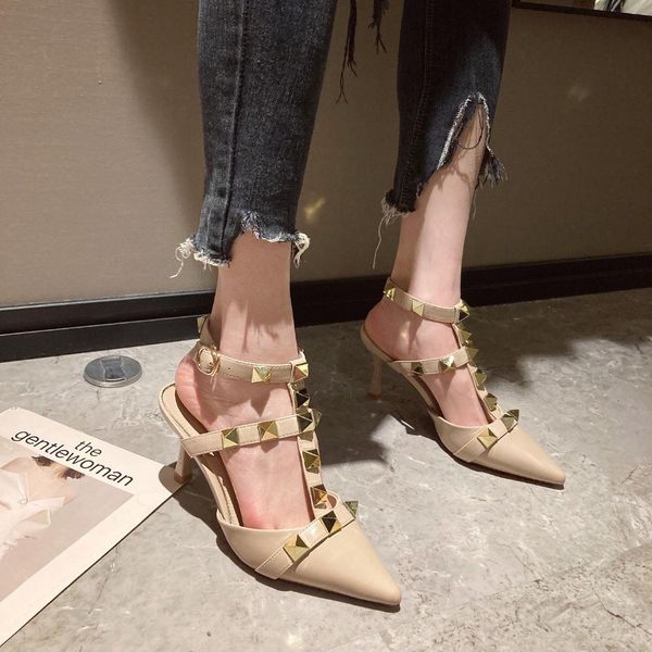 2021 summer thin high-heeled sandals bag head pointed rivet foreign style 5615-1, Black
2021 summer thin high-heeled sandals bag head pointed rivet foreign style 5615-1, Black