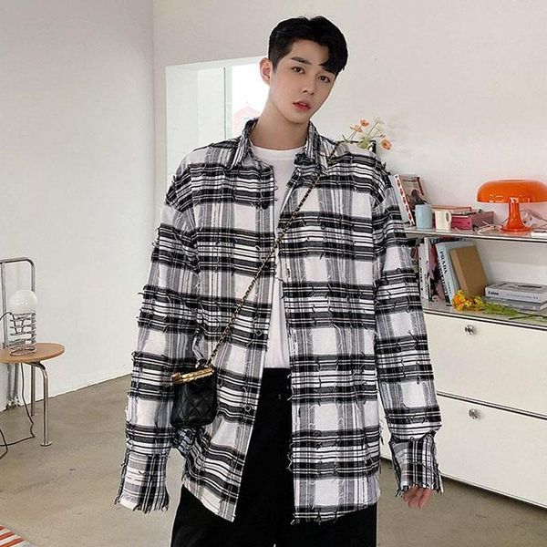 men women couples streetwear hip hop vintage fashion shirt plaid tassel loose casual men's shirts, White;black
men women couples streetwear hip hop vintage fashion shirt plaid tassel loose casual men's shirts, White;black