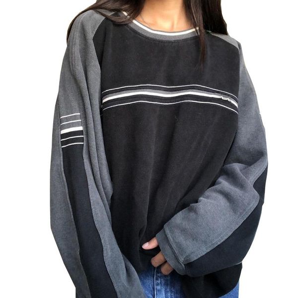 women's hoodies & sweatshirts autumn stripe splicing sweatshirt women fashion and loose lady vintage crewneck ladies long sleeve, Black
women's hoodies & sweatshirts autumn stripe splicing sweatshirt women fashion and loose lady vintage crewneck ladies long sleeve, Black