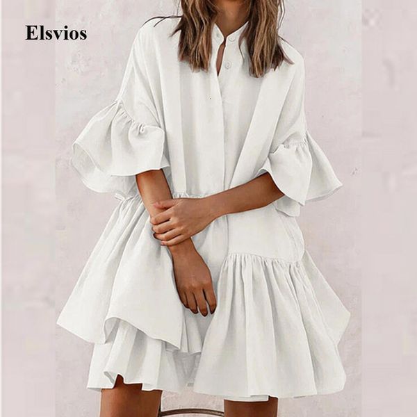 casual dresses 2021 elegant stand collar solid shirt spring summer half sleeve ruffle party fashion women loose mini bmi9, Black;gray
casual dresses 2021 elegant stand collar solid shirt spring summer half sleeve ruffle party fashion women loose mini bmi9, Black;gray