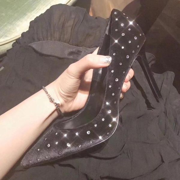 dress shoes faux suede pumps women thin high heels bling pointed toe rhinestone wedding female shining party, Black
dress shoes faux suede pumps women thin high heels bling pointed toe rhinestone wedding female shining party, Black