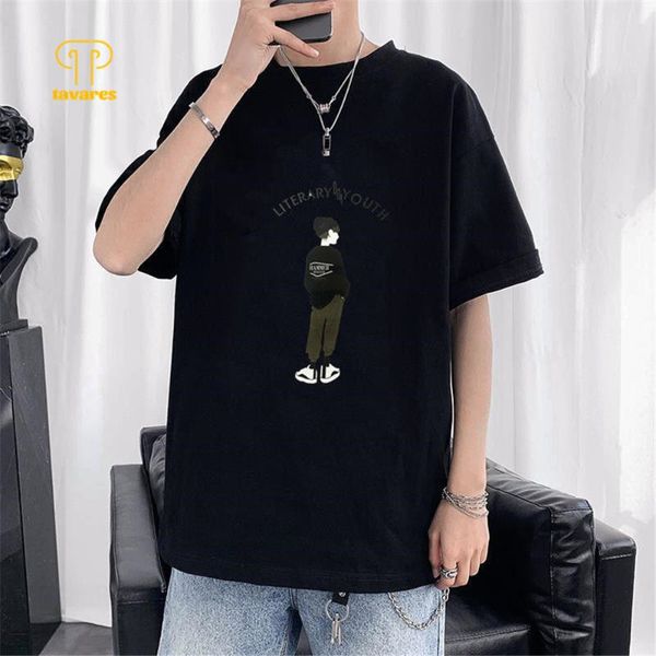 men's t-shirts tavares men short sleeve cartoon summer casual cotton tees oversized streetwear harajuku vintage t-shirt tee top, White;black
men's t-shirts tavares men short sleeve cartoon summer casual cotton tees oversized streetwear harajuku vintage t-shirt tee top, White;black