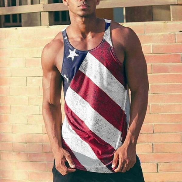 men' tank fashion vintage streetwear vest summer leisure 3d digital printing independence day basic daily men, White;black
men' tank fashion vintage streetwear vest summer leisure 3d digital printing independence day basic daily men, White;black