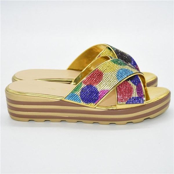 latest gold casual shoes with colorful rhinestones african women's wedge heel slippers 222-5 height 4cm dress, Black
latest gold casual shoes with colorful rhinestones african women's wedge heel slippers 222-5 height 4cm dress, Black