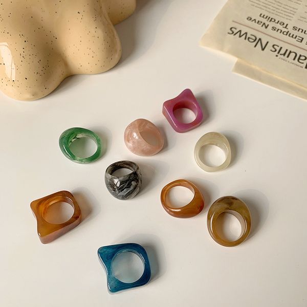 korean color rin female indifference acrylic index finger ring couple gift, Silver 
korean color rin female indifference acrylic index finger ring couple gift, Silver