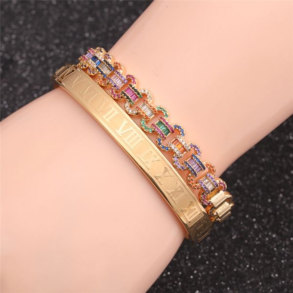 bangles bracelet titanium steel roman alphabet color zircon set with zirconium opening female, Black
bangles bracelet titanium steel roman alphabet color zircon set with zirconium opening female, Black