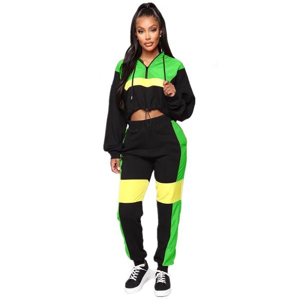 new women zipper hooded drawstring pullover high waist pants two piece sets lady casual patchwork tracksuit outfit 210414, White
new women zipper hooded drawstring pullover high waist pants two piece sets lady casual patchwork tracksuit outfit 210414, White