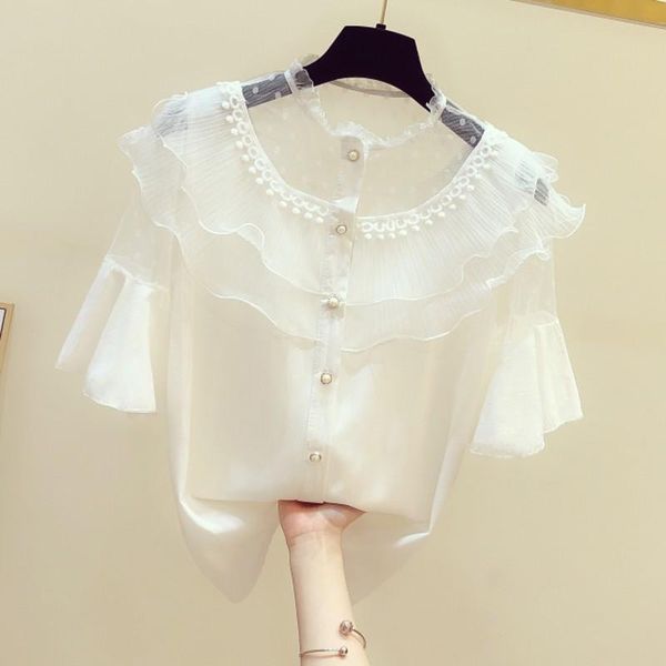 summer super fairy hollow out lace ruffles flare sleeve female blouses solid color casual women shirts chiffon women's &, White
summer super fairy hollow out lace ruffles flare sleeve female blouses solid color casual women shirts chiffon women's &, White