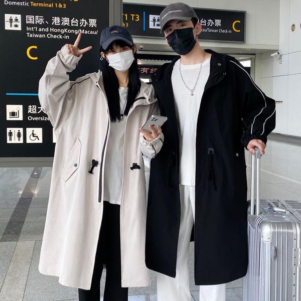 men's trench coats spring/autumn british style casual long jacket men cardigan overcoat streetwear couple's hooded coat 2 colors, Tan;black
men's trench coats spring/autumn british style casual long jacket men cardigan overcoat streetwear couple's hooded coat 2 colors, Tan;black