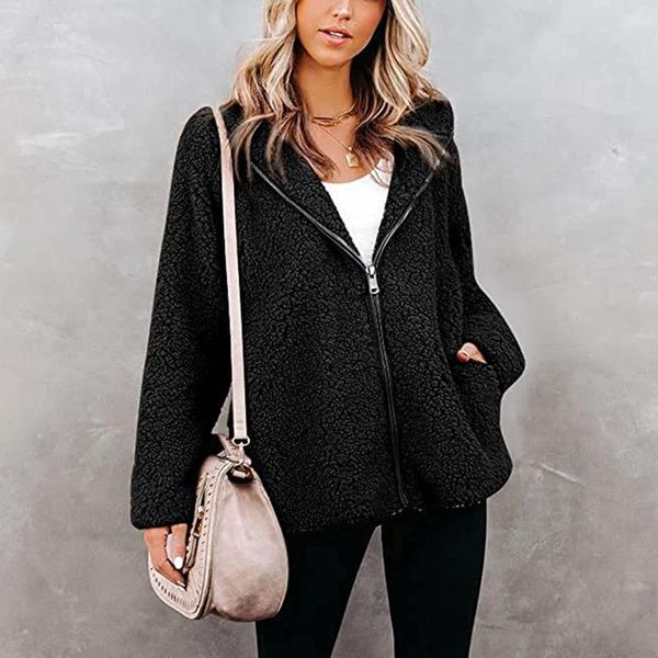 women's jackets women winter zipper jacket plush fleece solid color hooded coats female soft warm casual outwear femmle clothing fashio, Black;brown
women's jackets women winter zipper jacket plush fleece solid color hooded coats female soft warm casual outwear femmle clothing fashio, Black;brown