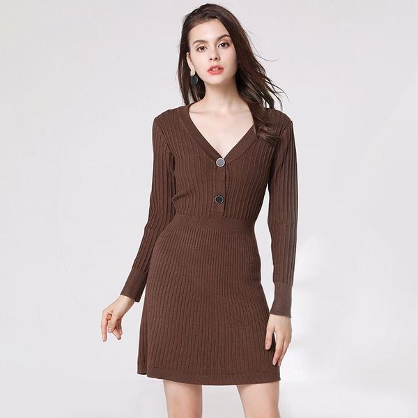 casual dresses korean version style slim long sleeved knitted dress women v neck sweater, Black;gray
casual dresses korean version style slim long sleeved knitted dress women v neck sweater, Black;gray
