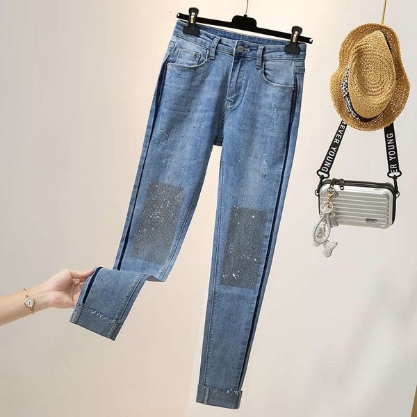 women's jeans large size high waist korean version 200 kg fat mm elastic tight skinny drill small leg capris iewe, Blue
women's jeans large size high waist korean version 200 kg fat mm elastic tight skinny drill small leg capris iewe, Blue