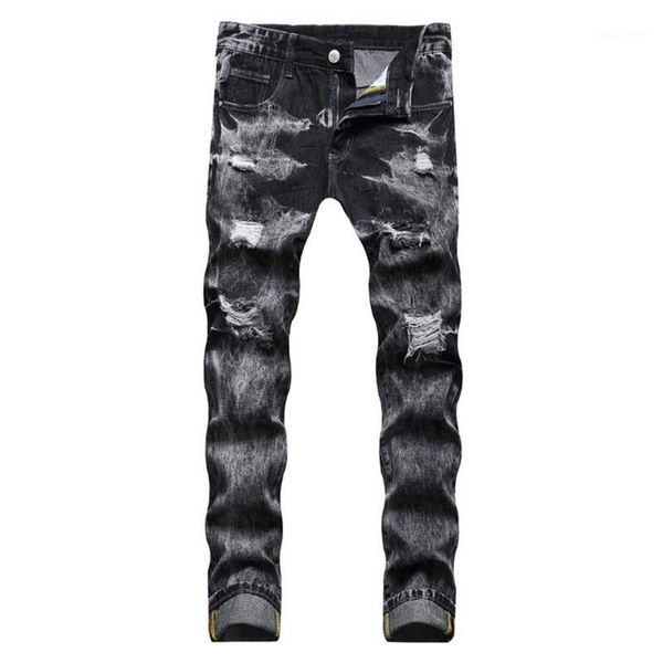 men's jeans men tie and dye gray black ripped snow washed holes distressed cotton pants straight trousers, Blue
men's jeans men tie and dye gray black ripped snow washed holes distressed cotton pants straight trousers, Blue