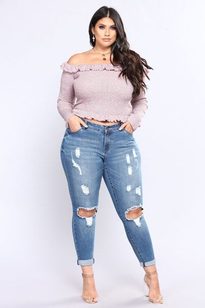 women's jeans qmgood ripped women big size hole torn woman large stretch tights female pants plus streetwear vii5, Blue
women's jeans qmgood ripped women big size hole torn woman large stretch tights female pants plus streetwear vii5, Blue
