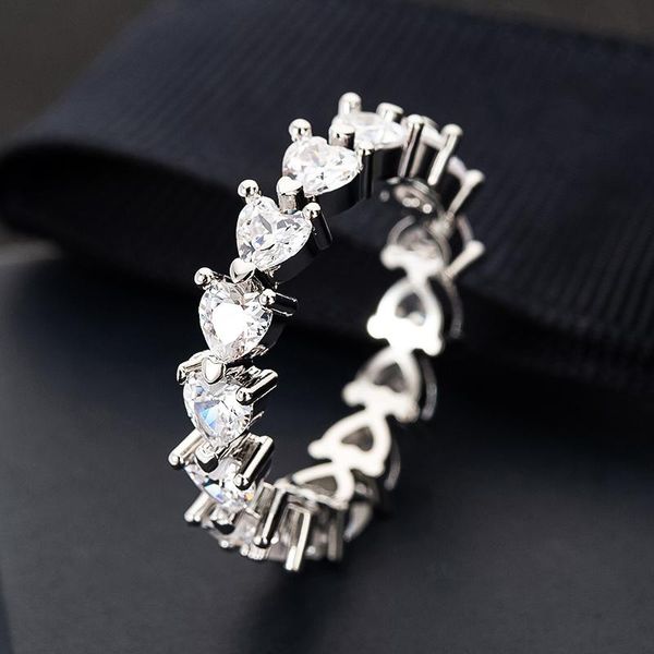 cluster rings classic silver color cz stone wedding band for women glamour shiny heart shaped promise ring engagement jewelry gift, Golden;silver
cluster rings classic silver color cz stone wedding band for women glamour shiny heart shaped promise ring engagement jewelry gift, Golden;silver