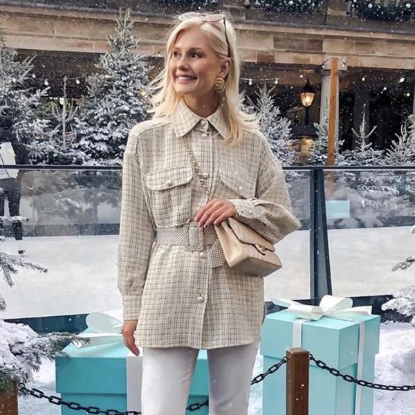 women's jackets loose shirt tweed women vintage oversize plaid long shirts 2021 autumn ladies streetwear elegant female out, Black;brown
women's jackets loose shirt tweed women vintage oversize plaid long shirts 2021 autumn ladies streetwear elegant female out, Black;brown