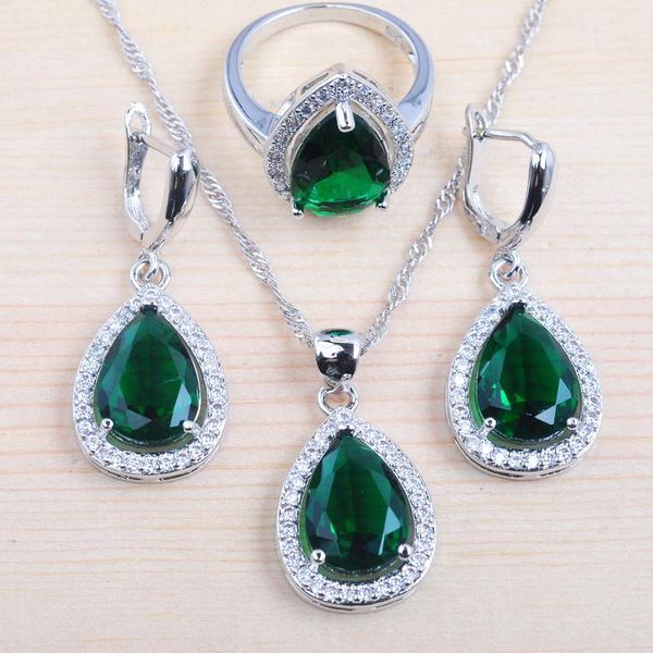 earrings & necklace water drop green zirconia women's wedding silver color jewelry sets earring and pendant rings dubai style qz0106
earrings & necklace water drop green zirconia women's wedding silver color jewelry sets earring and pendant rings dubai style qz0106