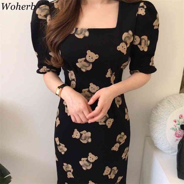chic elegant maxi dress woman square collar print cartoon bear vestidos sweet puff sleeve lace up slim dresses women 210519, Black;gray
chic elegant maxi dress woman square collar print cartoon bear vestidos sweet puff sleeve lace up slim dresses women 210519, Black;gray