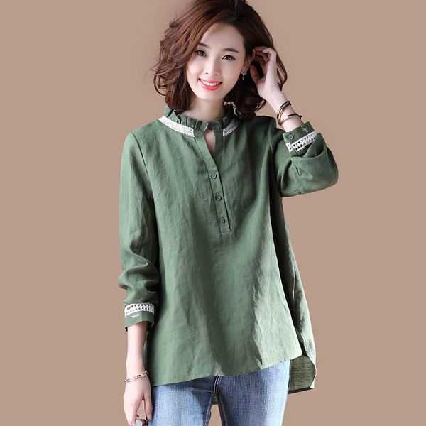 women's blouses & shirts 100% cotton female fashion autumn long sleeve loose casual women elegant plus size p206, White
women's blouses & shirts 100% cotton female fashion autumn long sleeve loose casual women elegant plus size p206, White