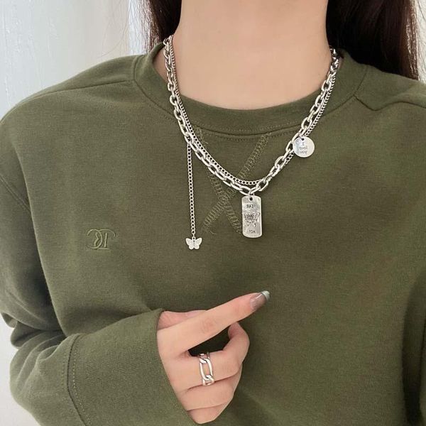 chains european trend personality double necklace sweet butterfly pendant choker chain web celebrity creative letter hoodie women, Silver
chains european trend personality double necklace sweet butterfly pendant choker chain web celebrity creative letter hoodie women, Silver