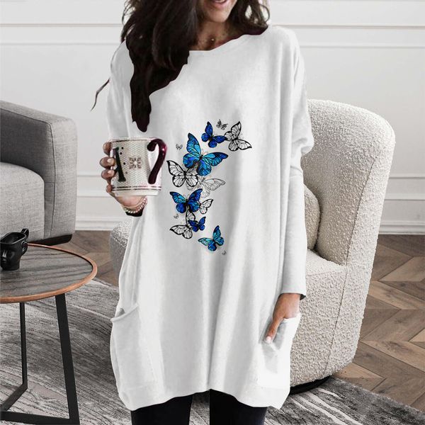 harajuku color butterfly pattern casual spring and autumn long pocket t-shirt female elements round neck loose and comfortable home service, Black;gray
harajuku color butterfly pattern casual spring and autumn long pocket t-shirt female elements round neck loose and comfortable home service, Black;gray