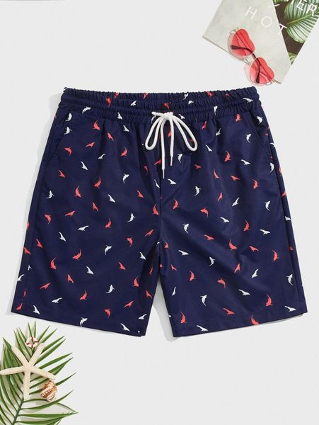 men allover fish print drawstring waist shorts k3qw#, Black
men allover fish print drawstring waist shorts k3qw#, Black