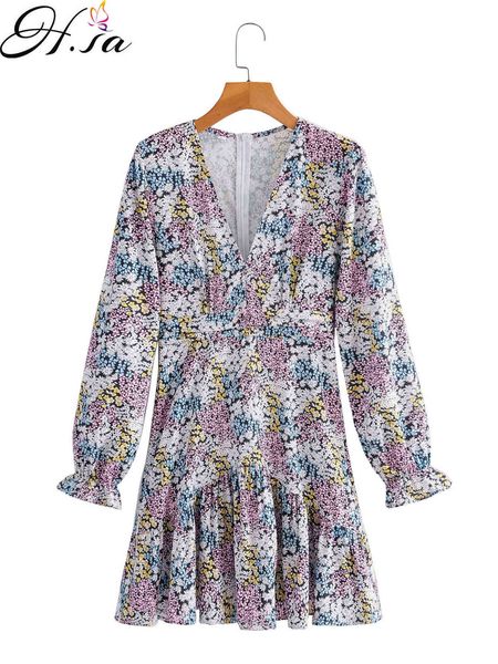 h.sa european and american summer wind women's printed v-neck waist-controlled slimming long sleeve dress 1471 210716, Black;gray
h.sa european and american summer wind women's printed v-neck waist-controlled slimming long sleeve dress 1471 210716, Black;gray