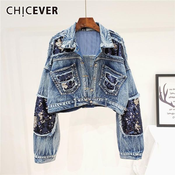 women's jackets chicever vintage patchwork sequins denim for women lapel batwing long sleeve loose spring jacket 2021 fashion, Black;brown
women's jackets chicever vintage patchwork sequins denim for women lapel batwing long sleeve loose spring jacket 2021 fashion, Black;brown