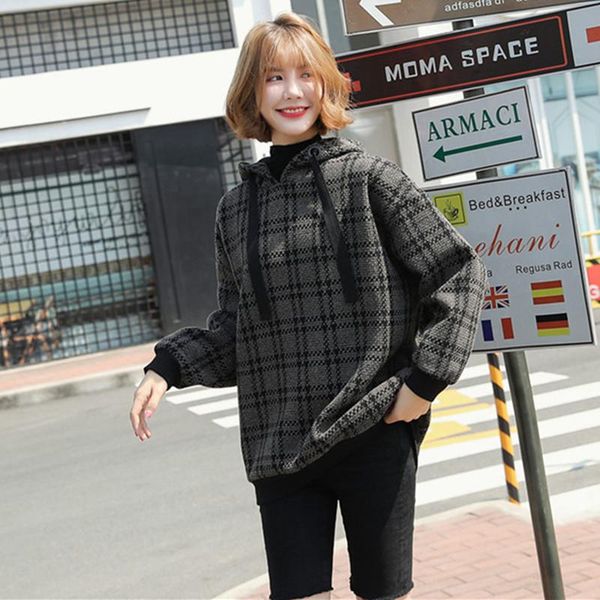women's hoodies & sweatshirts johnature casual loose plaid women 2021 spring korean hooded collar simple all match pullover female, Black
women's hoodies & sweatshirts johnature casual loose plaid women 2021 spring korean hooded collar simple all match pullover female, Black