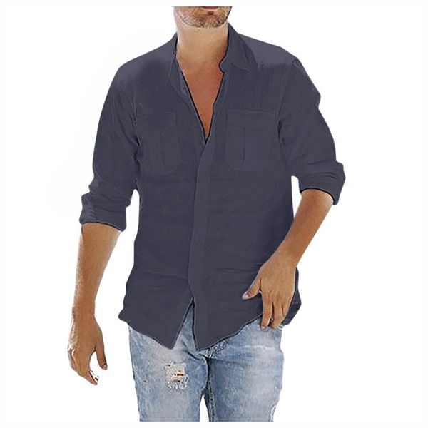 men's casual shirts kancoold 2021 solid cotton linen pocket shirt long sleeve button turn-down collar camisa masculina, White;black
men's casual shirts kancoold 2021 solid cotton linen pocket shirt long sleeve button turn-down collar camisa masculina, White;black