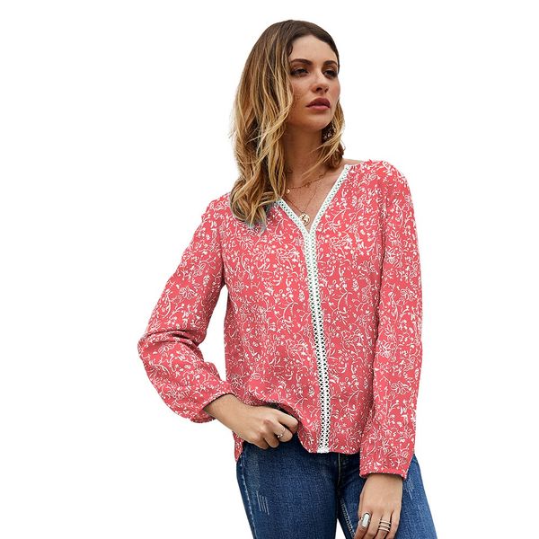 women's lace stitching polka dot shirt new floral long sleeve casual in autumn 2021, Black;brown
women's lace stitching polka dot shirt new floral long sleeve casual in autumn 2021, Black;brown